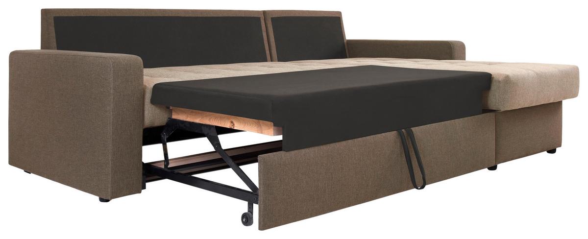 Sedežna Garnitura Atlanta, Z Ležiščem - črna/rjava, Moderno, tekstil (230/160cm) - Modern Living