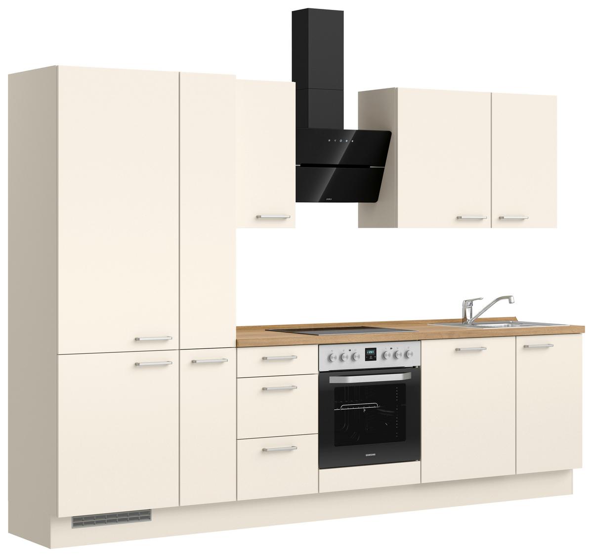 Küchenblock Touch High m. Geräten Magnolie - Edelstahlfarben/Eichefarben, MODERN, Holzwerkstoff/Metall (300cm) - Nobilia