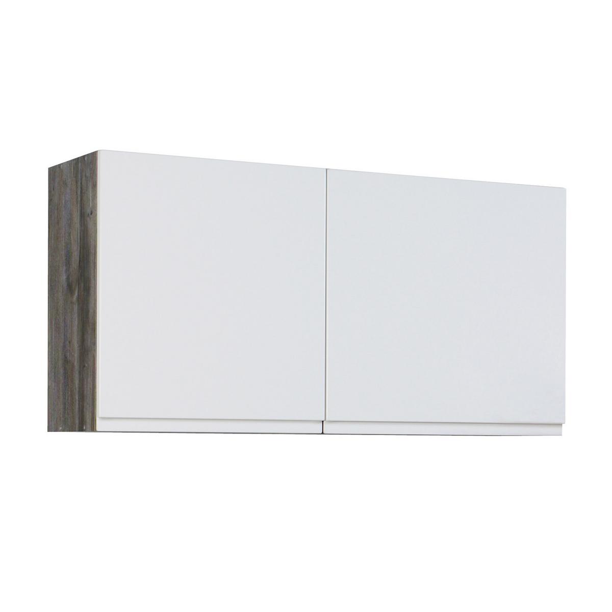 Küchenleerblock "Cardiff" Weiss/Eiche - Weiß Hochglanz/Weiß, Basics, Holzwerkstoff (280cm) - Held