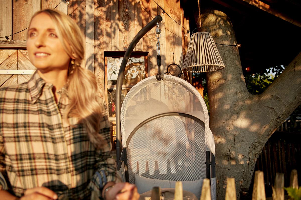 HÄNGESESSEL N85547 - Anthrazit/Grau, KONVENTIONELL, Kunststoff/Textil (123/195/106cm) - Siena Garden