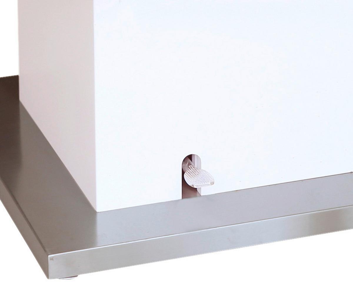 Klubska Miza Manchester, Bela, Raztegljiva, Nastavljiva - barve nerjavečega jekla/bela, Moderno, kovina/leseni material (120-160/50-78/80cm)