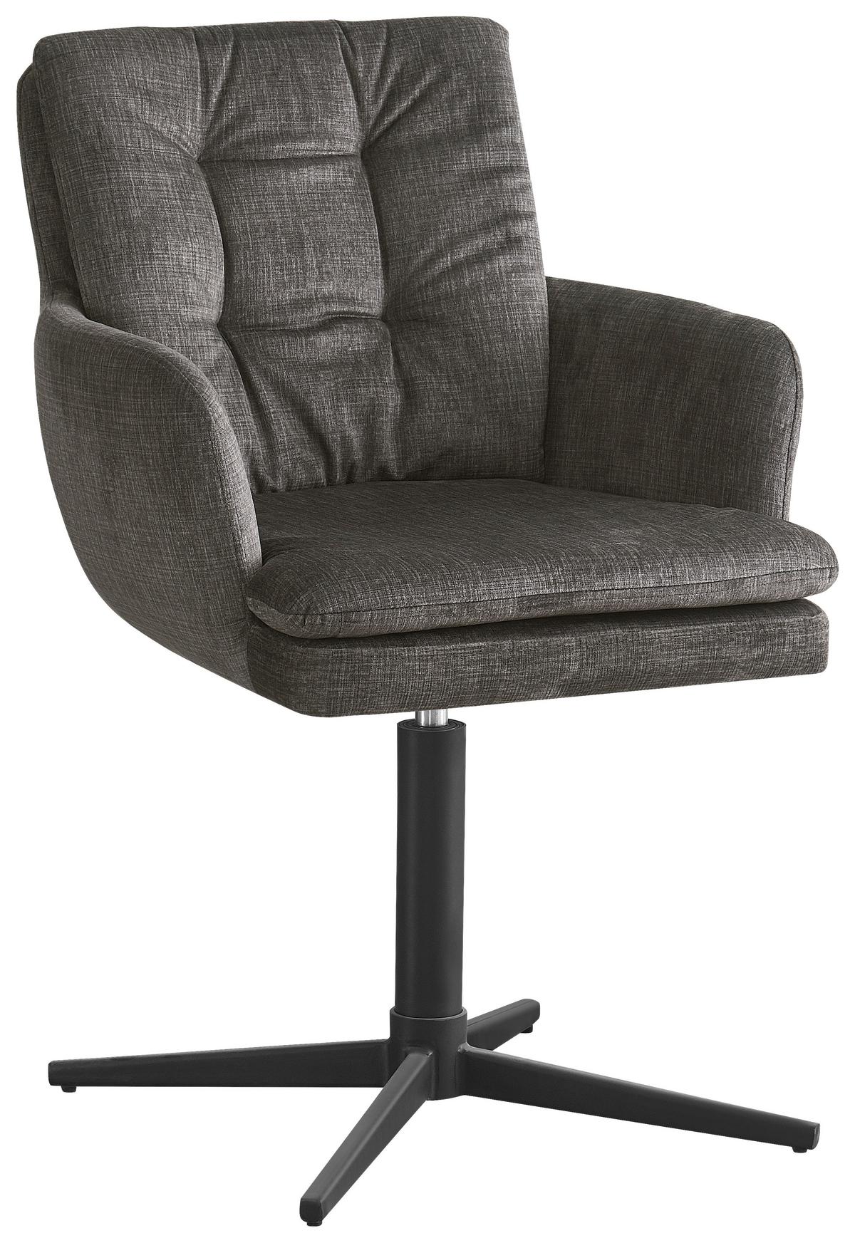 KRZESŁO Z PODŁOKIETNIKAMI INGO - czarny/szary, Design, metal/tkanina (60/88/67cm) - Novel