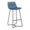 Barhocker Nery Blau Samt Gepolstert - Blau/Schwarz, MODERN, Holz/Textil (48/103,2/57cm) - Bessagi Home