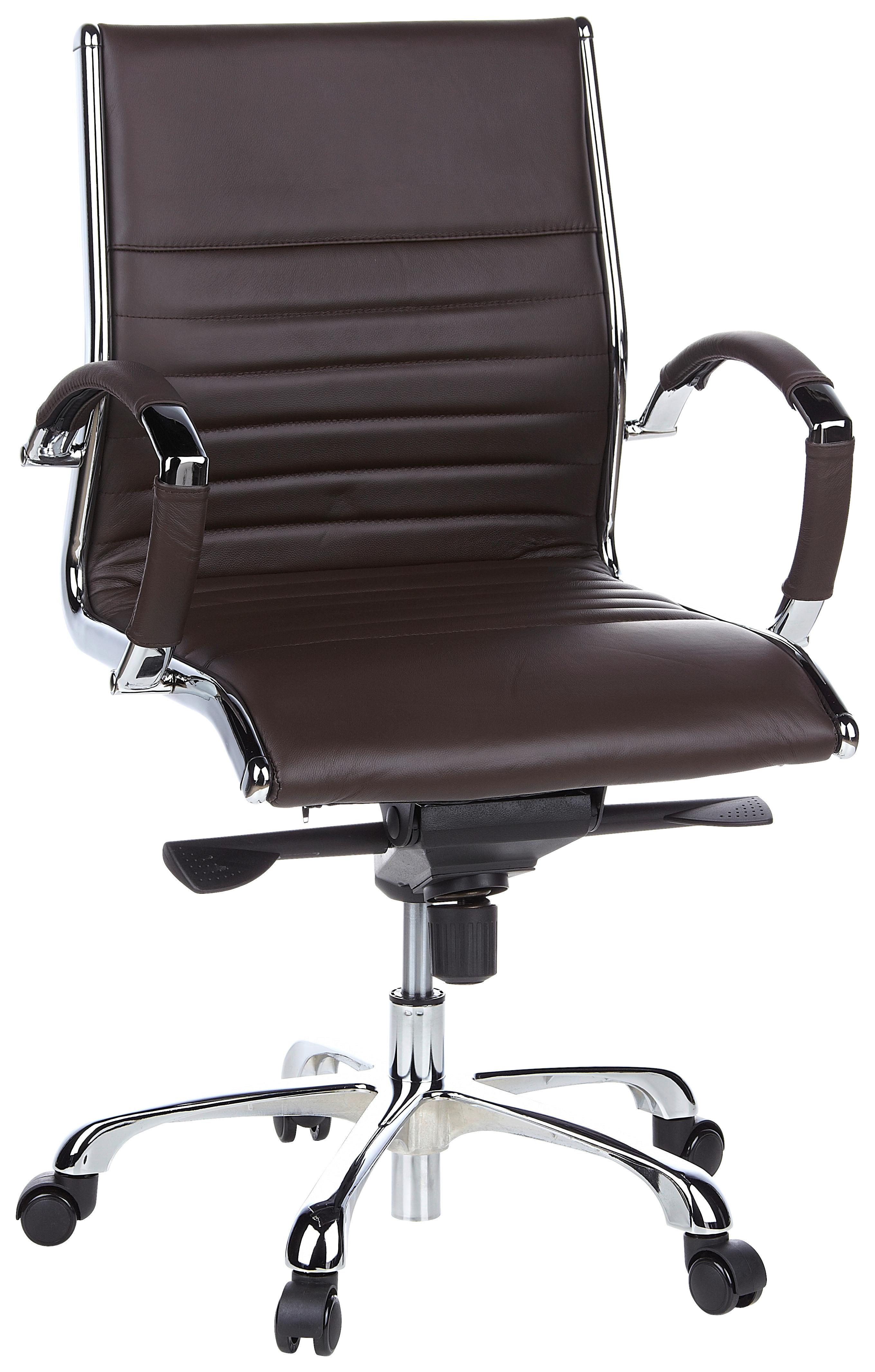 Drehstuhl Parma 10 Dunkelbraun/Chromfarben - Chromfarben/Dunkelbraun, MODERN, Leder/Kunststoff (60/111/50cm) - MID.YOU