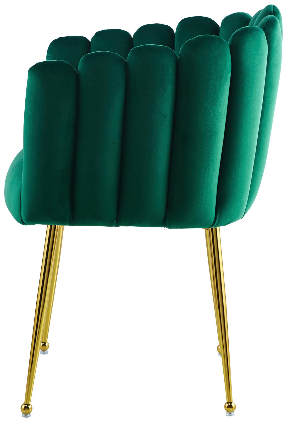 Karosszék Mucha 100 - aranyszínű/zöld, Modern, textil/fém (59/85/56cm) - Kayoom