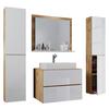 Kopalnica Lendas, Bela, Hrast - bela/medeni hrast, Moderno, leseni material/keramika (147cm) - MID.YOU