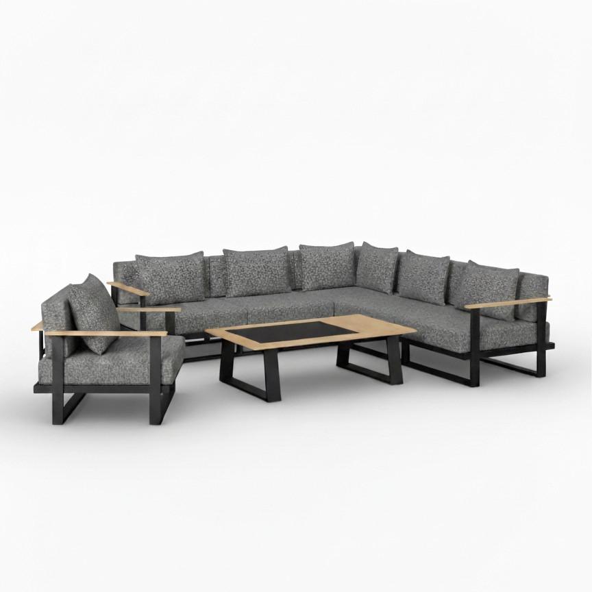 LOUNGEGRUPP FABRIZIA - grå, Modern, metall/trä - Bessagi Garden