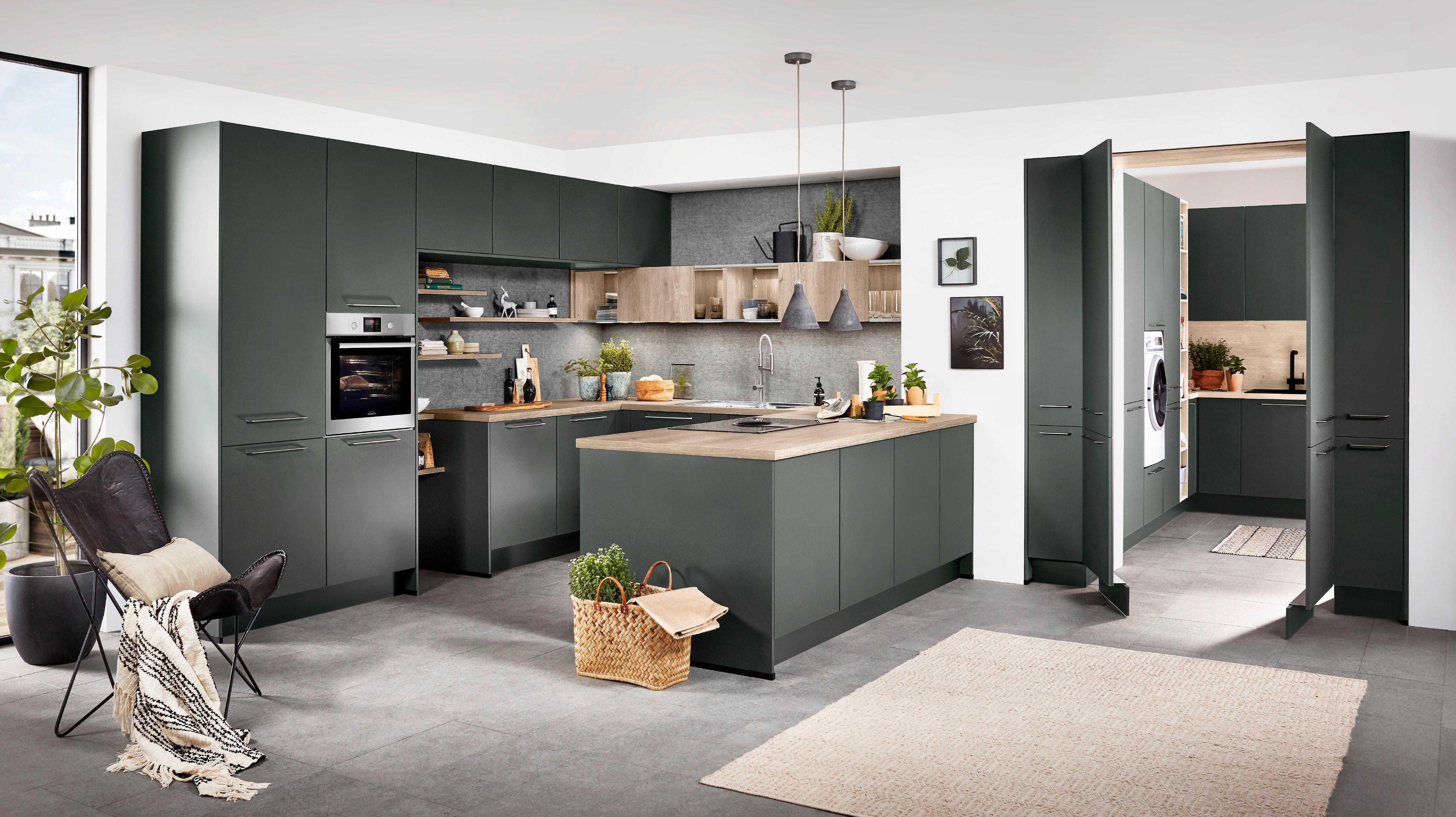 Bucătărie la comandă Easytouch - verde, Modern, material pe bază de lemn - Nobilia