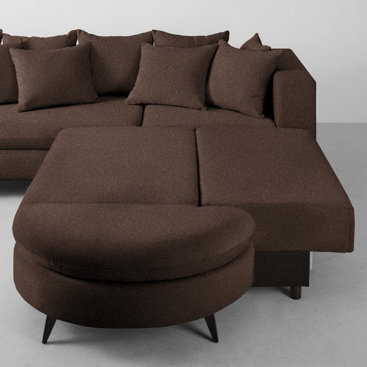 Ecksofa Axel Braun - Schwarz/Braun, MODERN, Textil/Metall (291/87/250cm) - Mömax