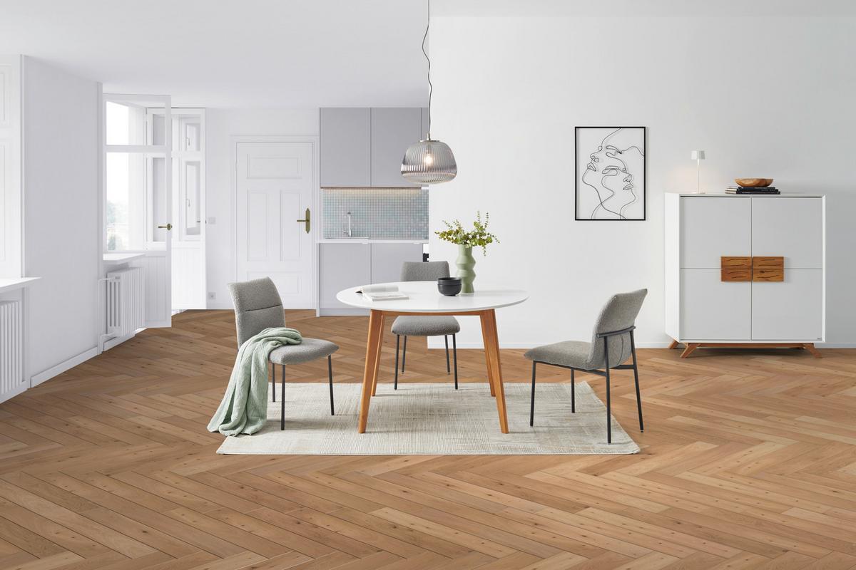 STÓŁ DO JADALNI ASTRID -PO- - biały, Design, materiał drewnopochodny/drewno (105/105/76cm) - Livetastic