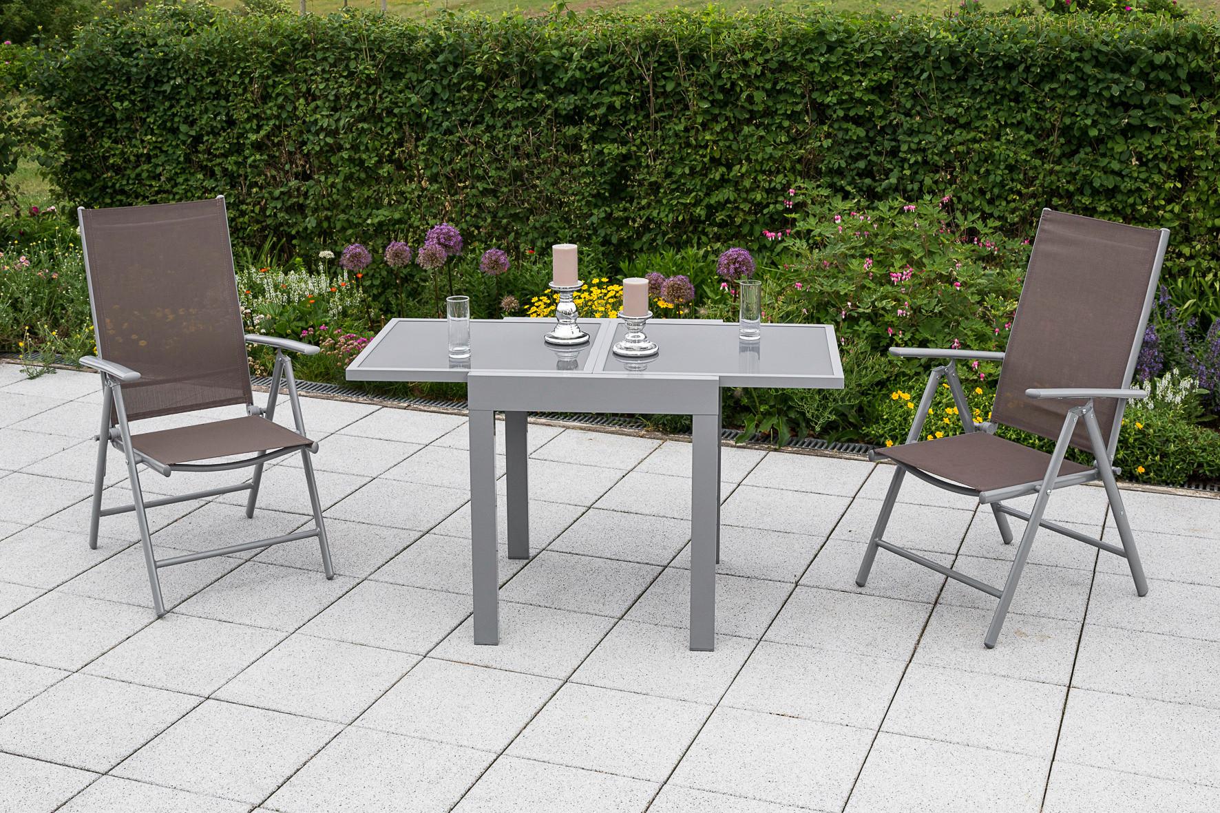 GARTENSET AMALFI - Taupe/Silberfarben, MODERN, Textil/Metall - Gardenson