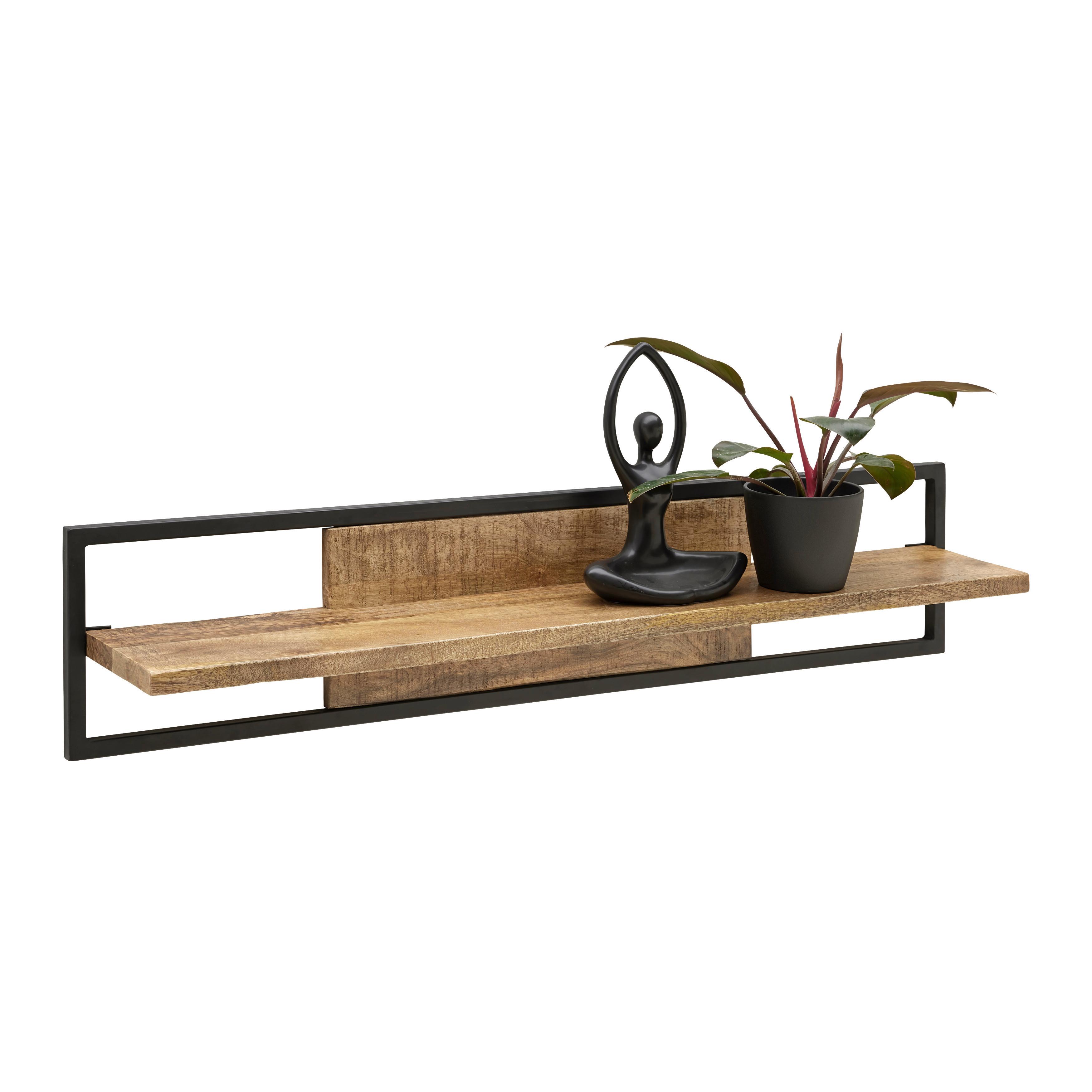 VÄGGHYLLA EVEREST -EXKLUSIV- - svart/naturfärgad, Natur, metall/trä (120/30cm) - Mömax