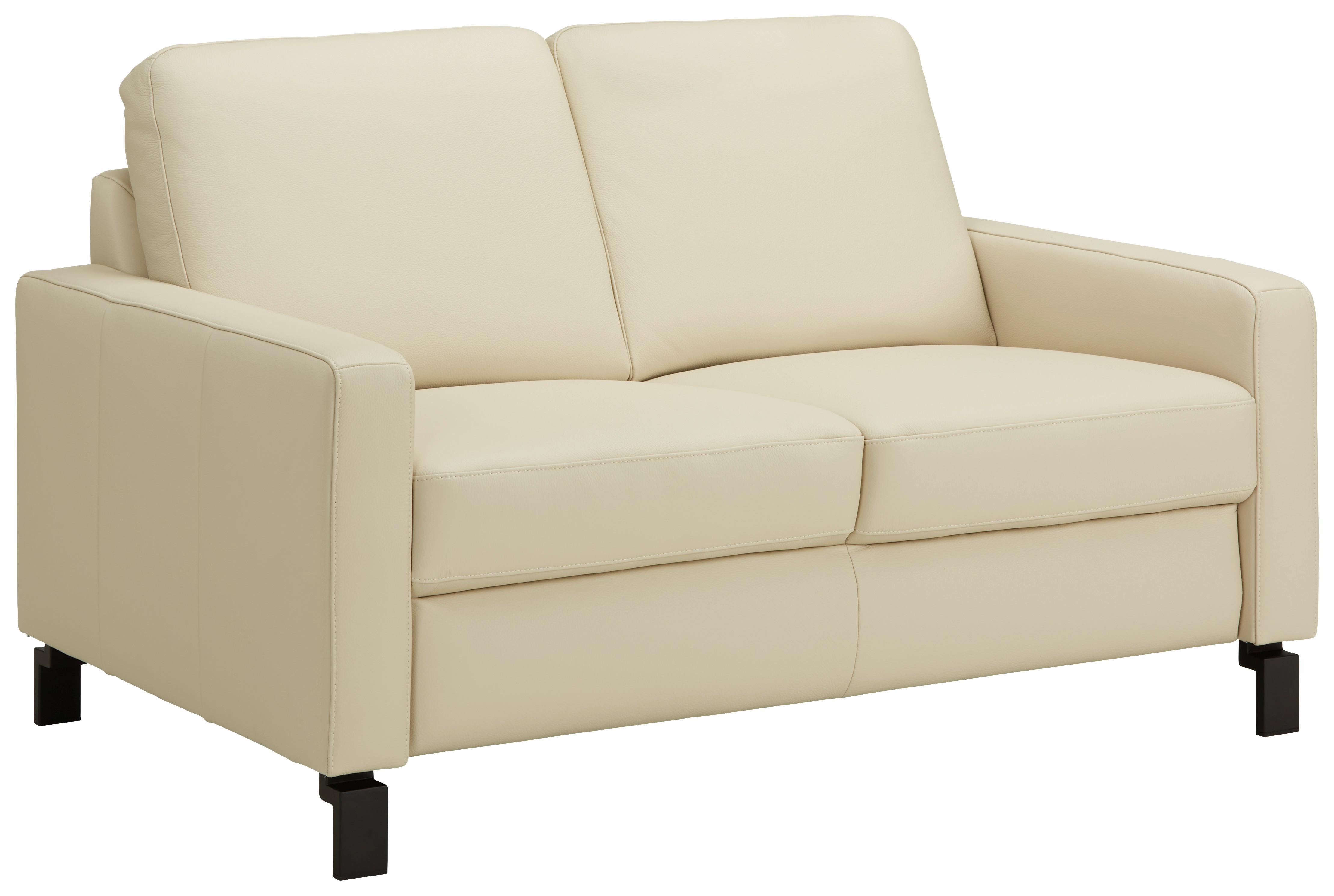 2-Sitzer-Sofa Corvara in Beige - Beige/Schwarz, Konventionell, Leder/Metall (146/89/96cm) - Premium Living