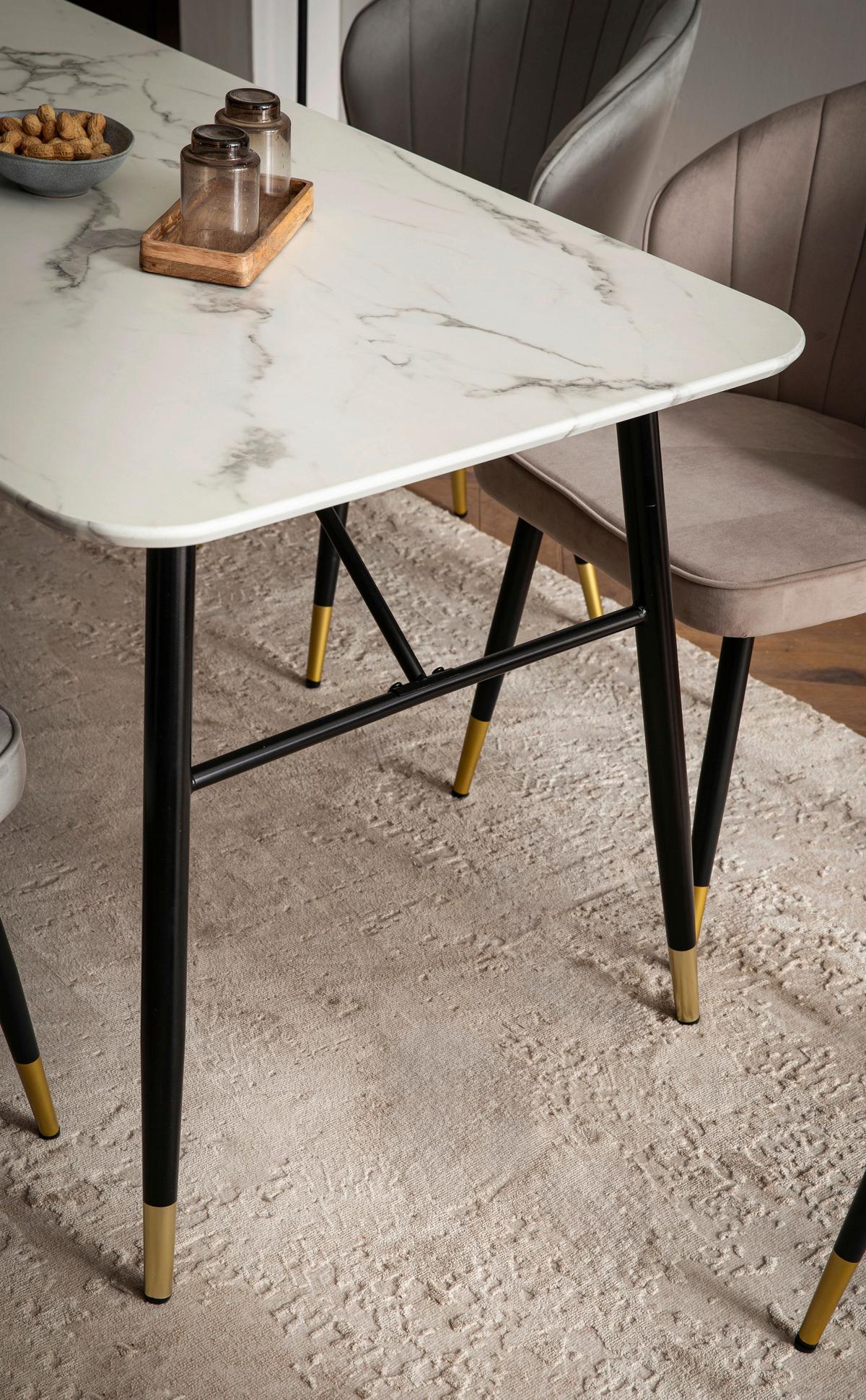 ESSTISCH WL6.955 - Weiss/Goldfarben, Design, Holzwerkstoff/Metall (120/76/60cm) - MID.YOU