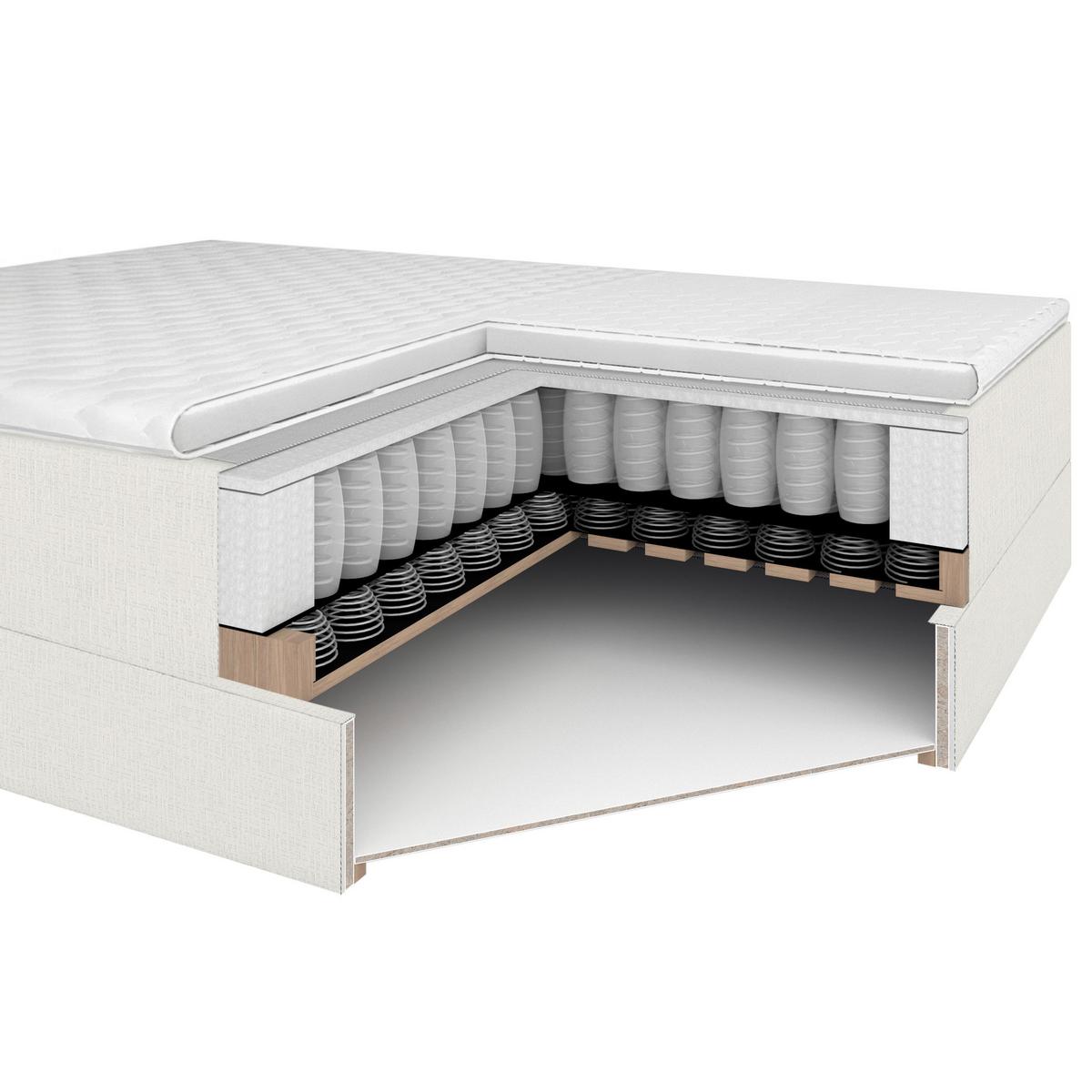 Boxbett Imola ca. 180x200 cm Creme inkl. Topper - Creme/Schwarz, Modern, Holz/Kunststoff (180/200cm) - Bessagi Home