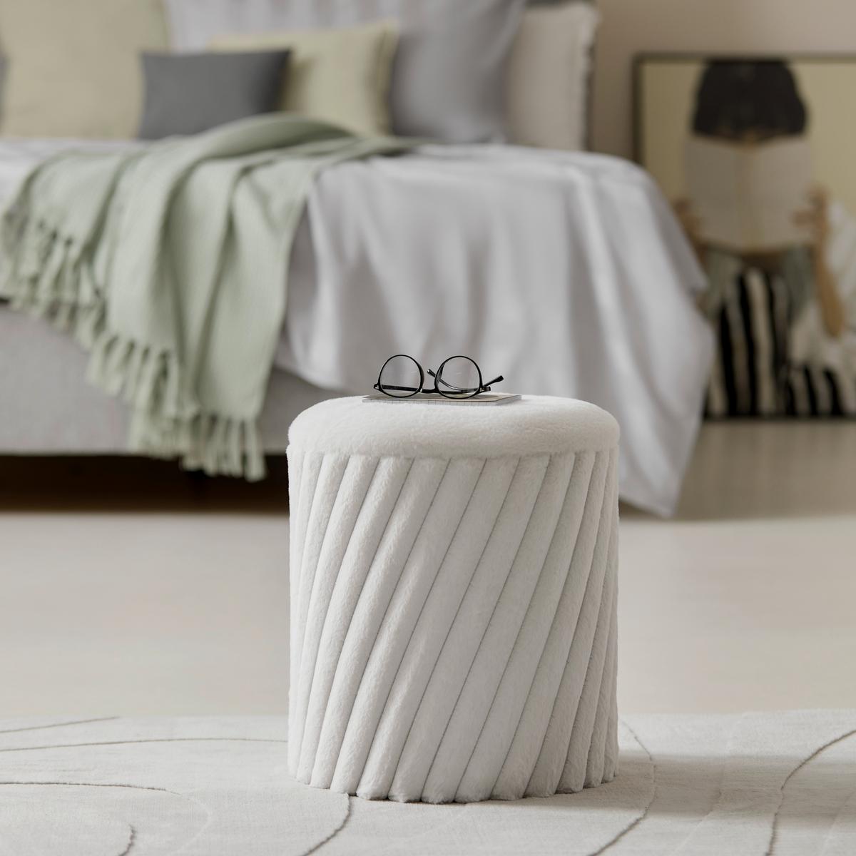 Hocker Cady Weiß - Weiß, ROMANTIK / LANDHAUS, Holzwerkstoff/Textil (37/40/37cm) - Mömax