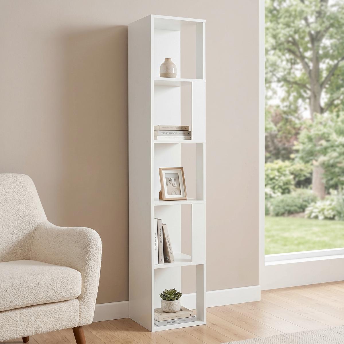 Regal Kalag S, Bela - bela, Moderno, leseni material (31,5/160/31,5cm) - MID.YOU