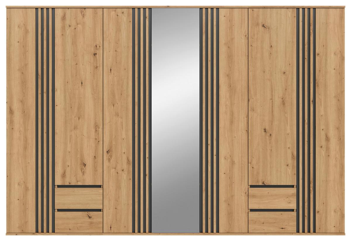 Drehtürenschrank TOFTA Eiche Artisan, Anthrazit - Anthrazit/Eiche Artisan, ROMANTIK / LANDHAUS, Holzwerkstoff (280/192/56cm) - Livetastic