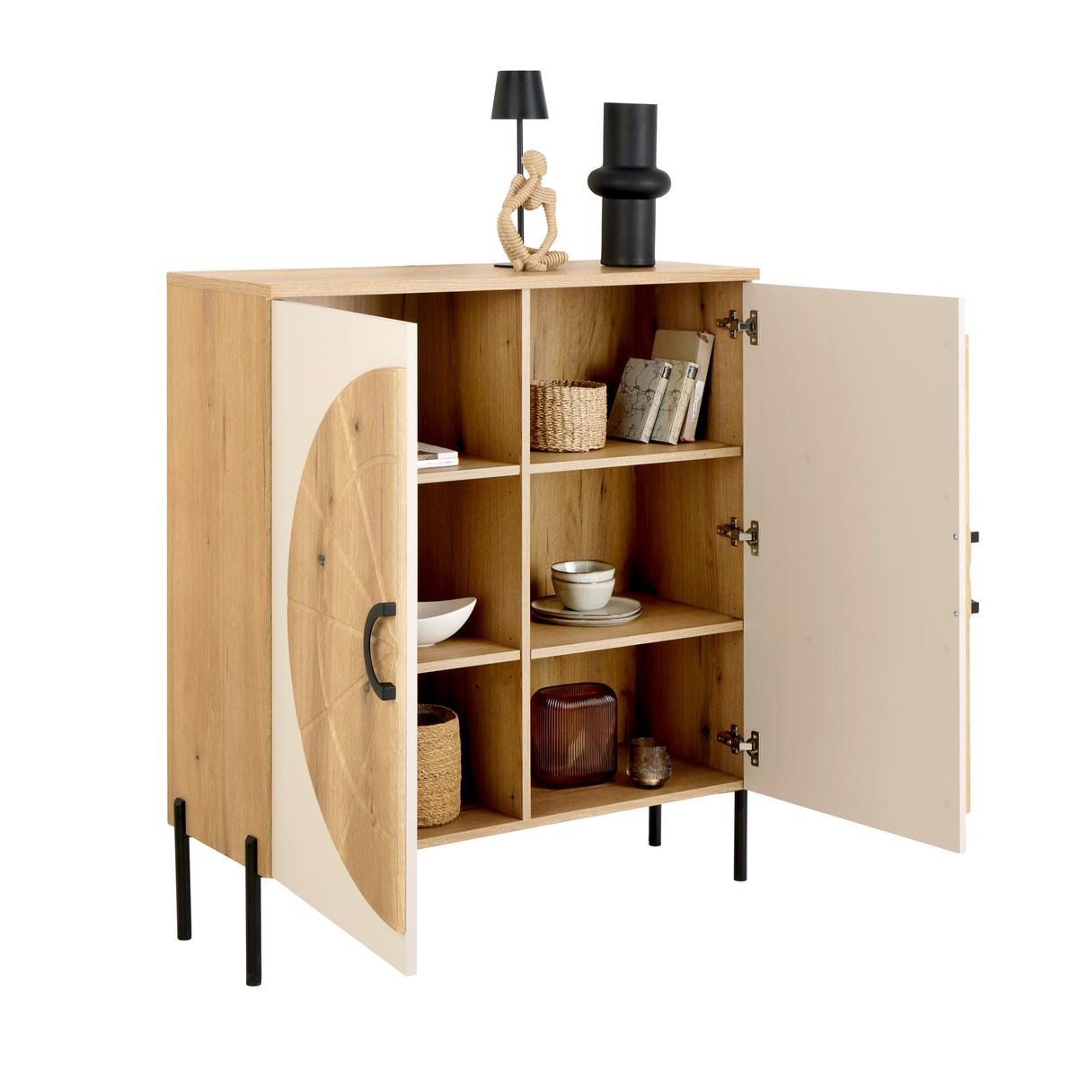 Komoda Hong Kong - kašmir/boje hrasta, Trend, drvni materijal/metal (100/113/37,5cm) - Modern Living