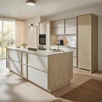 Einbauküche Look/Structura o. Geräte Sand/Eiche - Sandfarben/Eichefarben, MODERN, Holz/Holzwerkstoff (320/247cm) - Nobilia