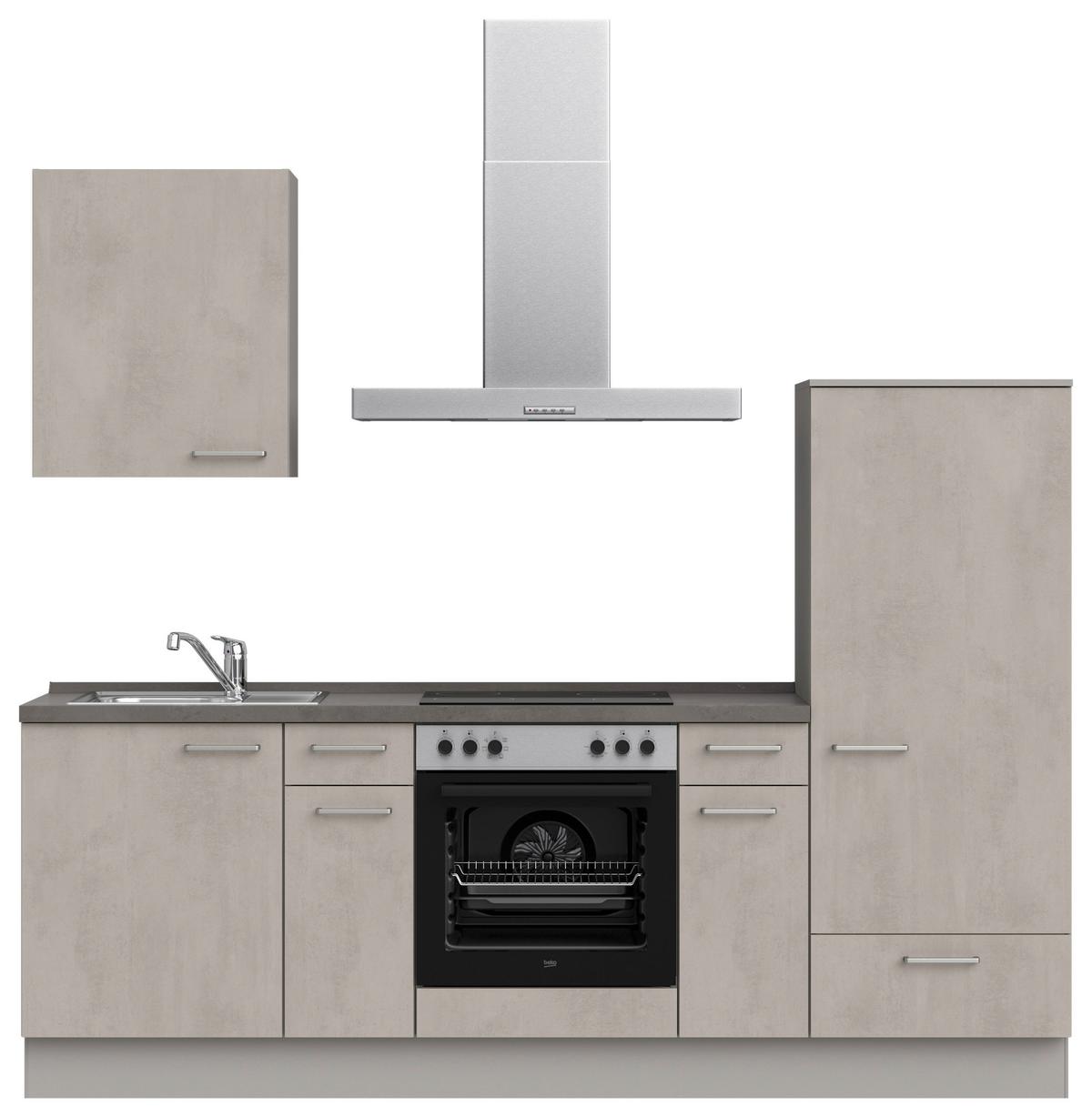Küchenblock Riva Low m. Geräten Grau - Schieferfarben/Edelstahlfarben, MODERN, Holzwerkstoff/Metall (240cm) - Nobilia