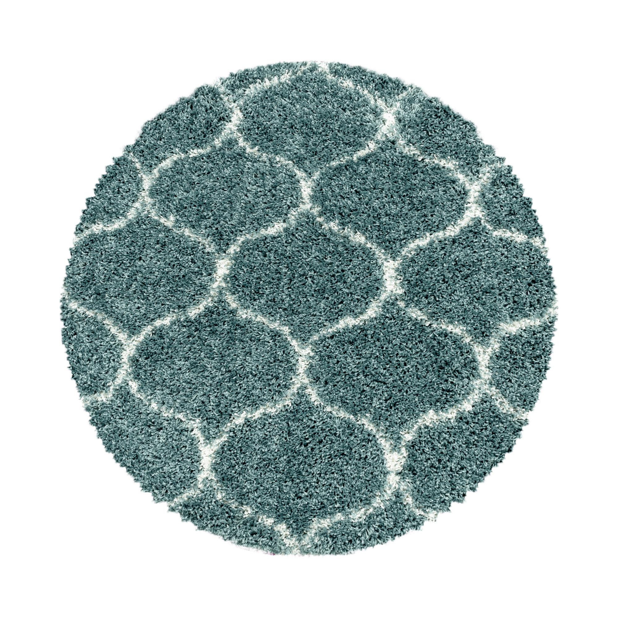 Hochflorteppich Salsa Blau Ø ca. 80cm - Blau, Design, Textil (80cm)