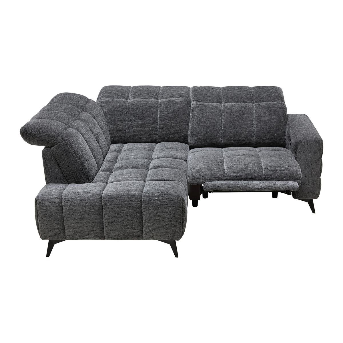 Wohnlandschaft Paris Dunkelgrau ca. 215x85x182cm - Dunkelgrau/Schwarz, KONVENTIONELL, Holz/Textil (215/85/182cm) - Mömax