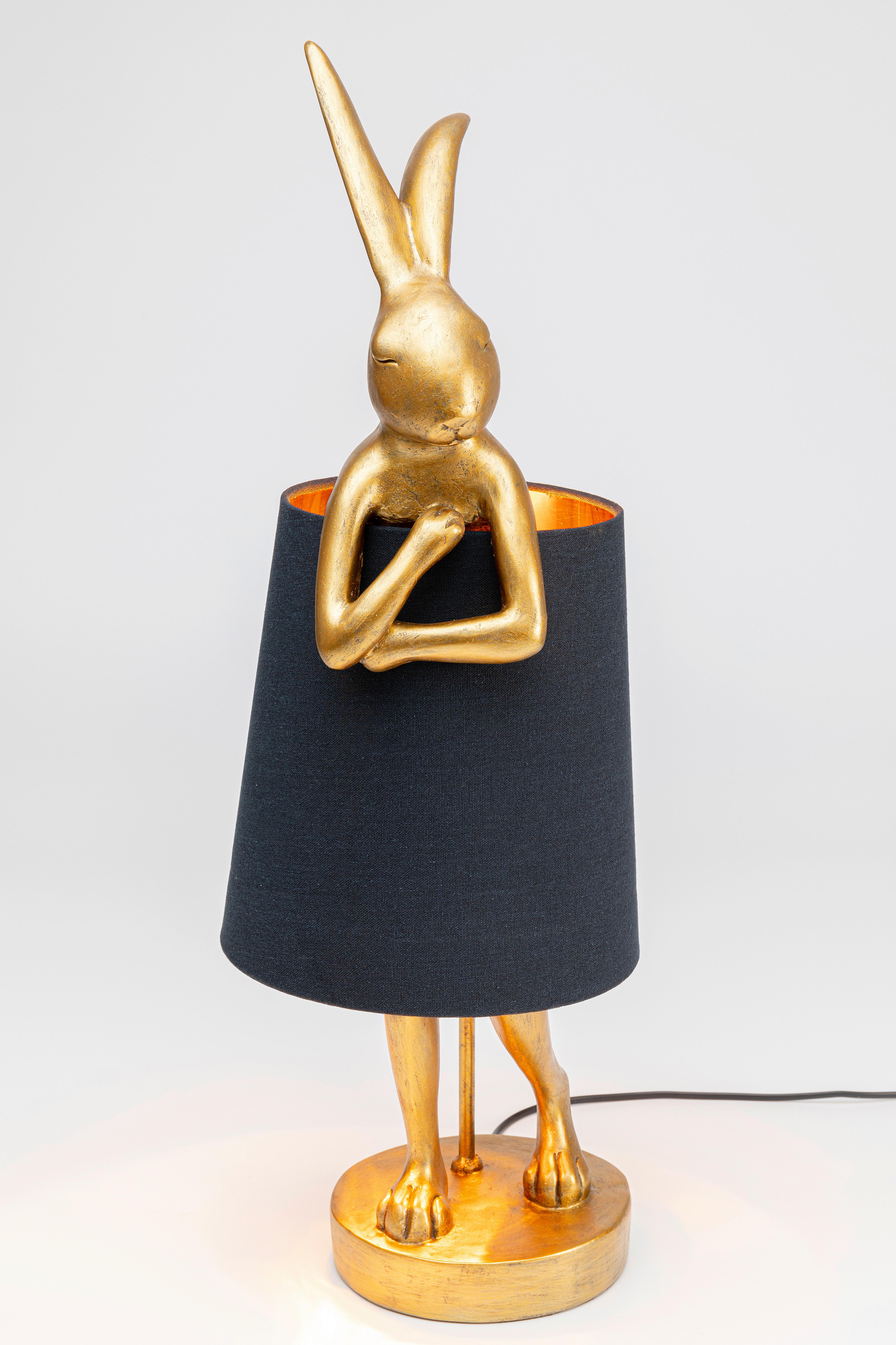 LAMPA STOŁOWA 53470 ANIMAL RABB - czarny/kolor złoty, Lifestyle, tworzywo sztuczne/metal (23/68/26cm) - Kare-Design