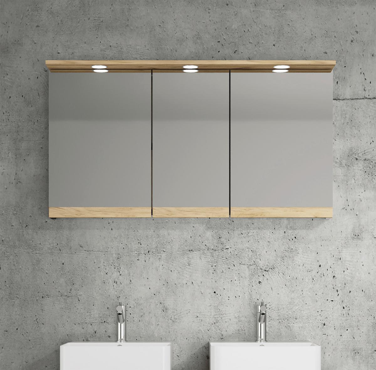 Spiegelschrank Cosila - Honigeiche/Anthrazit, Trend, Glas/Holzwerkstoff (110/59/23cm) - MID.YOU
