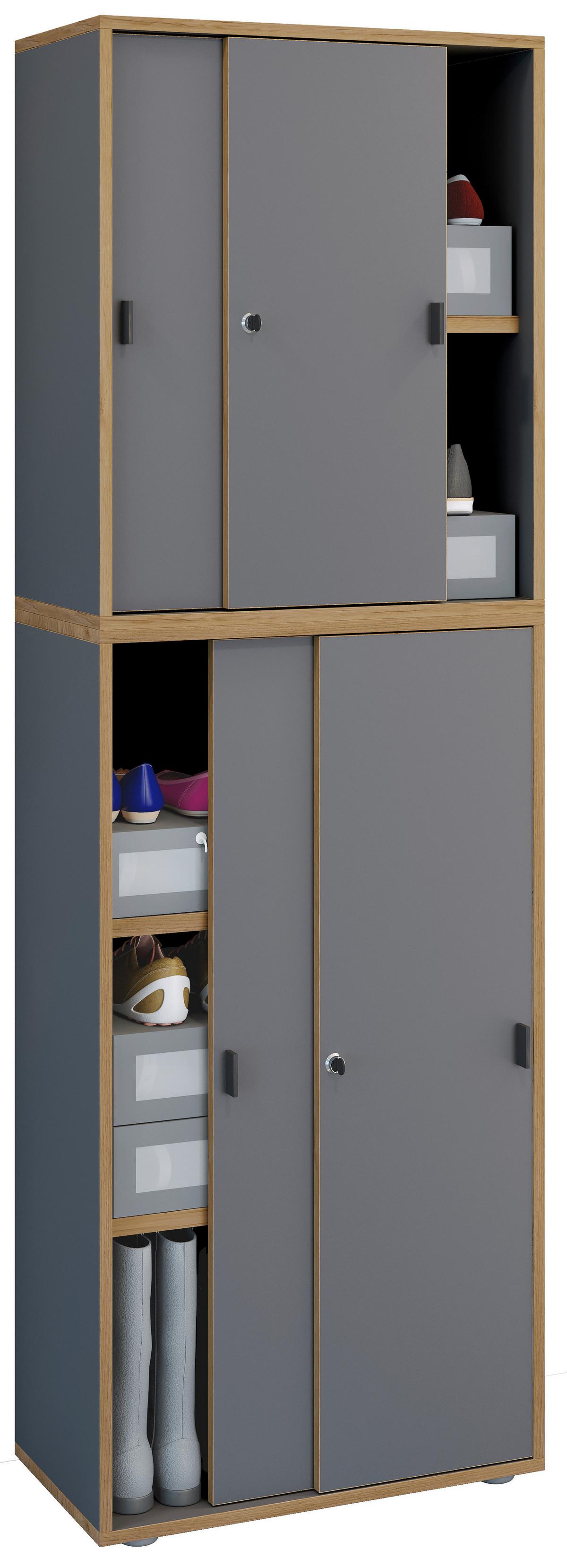 SCHUHSCHRANK SALIA - Honigeiche/Weiss, Design, Holzwerkstoff/Kunststoff (60/183/37cm) - MID.YOU