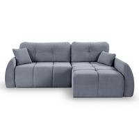 Ecksofa Sancho Long Blaugrau - Blaugrau/Schwarz, Basics, Holz/Kunststoff (255/155cm) - MID.YOU