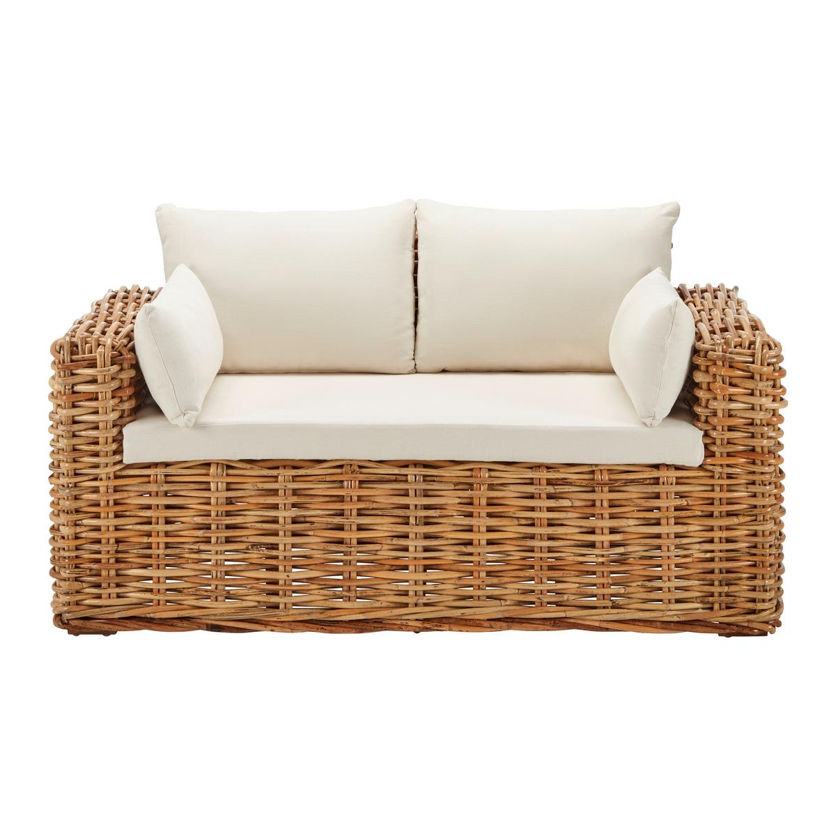 Dvosed Leano, Iz Ratana - bela/naravne barve, Moderno, tekstil/naravni materiali (150/78/87cm) - Bessagi Garden