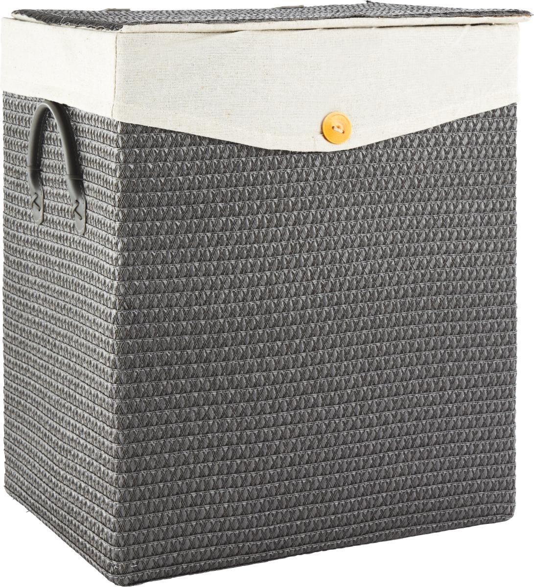 Wäschekorb Denise Grau - Grau, ROMANTIK / LANDHAUS, Kunststoff/Textil (42/49/33cm) - Mömax
