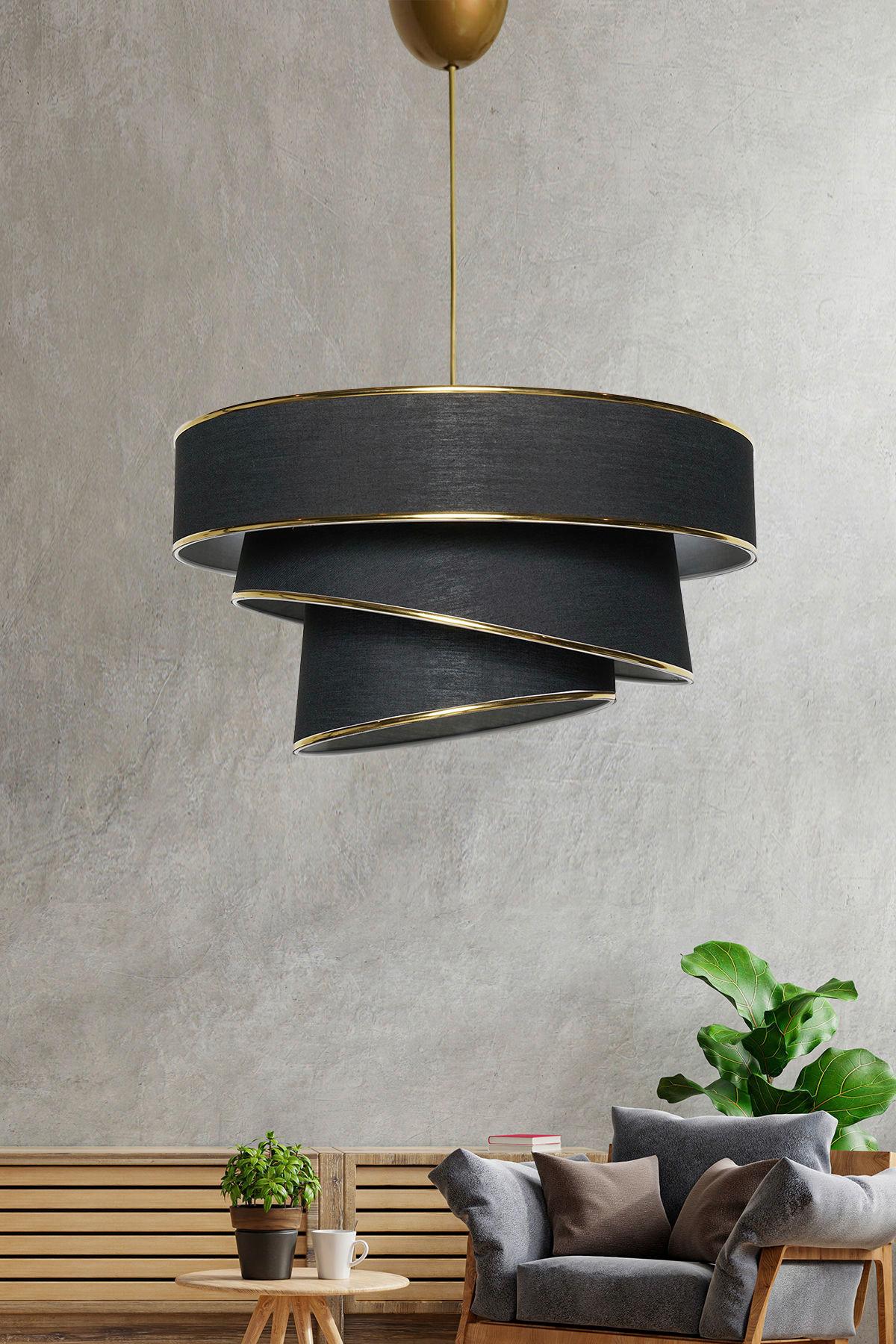 LAMPA WISZĄCA COUPER - czarny/kolor złoty, Konventionell, tworzywo sztuczne/metal (40/72cm)