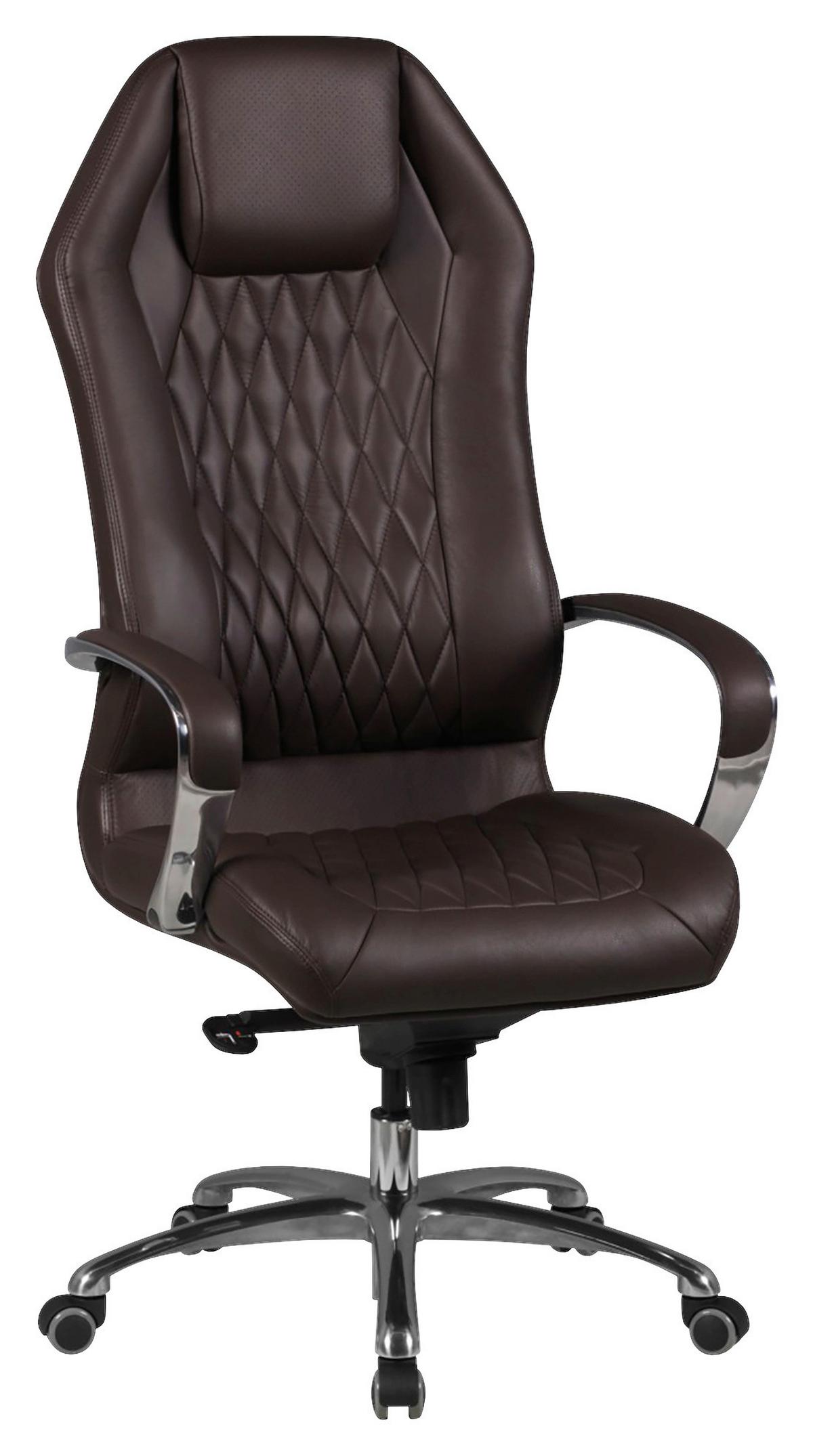 Chefsessel Monterey Braun ca. 67x136x67cm - Alufarben/Braun, MODERN, Leder/Kunststoff (67/136/67cm) - MID.YOU