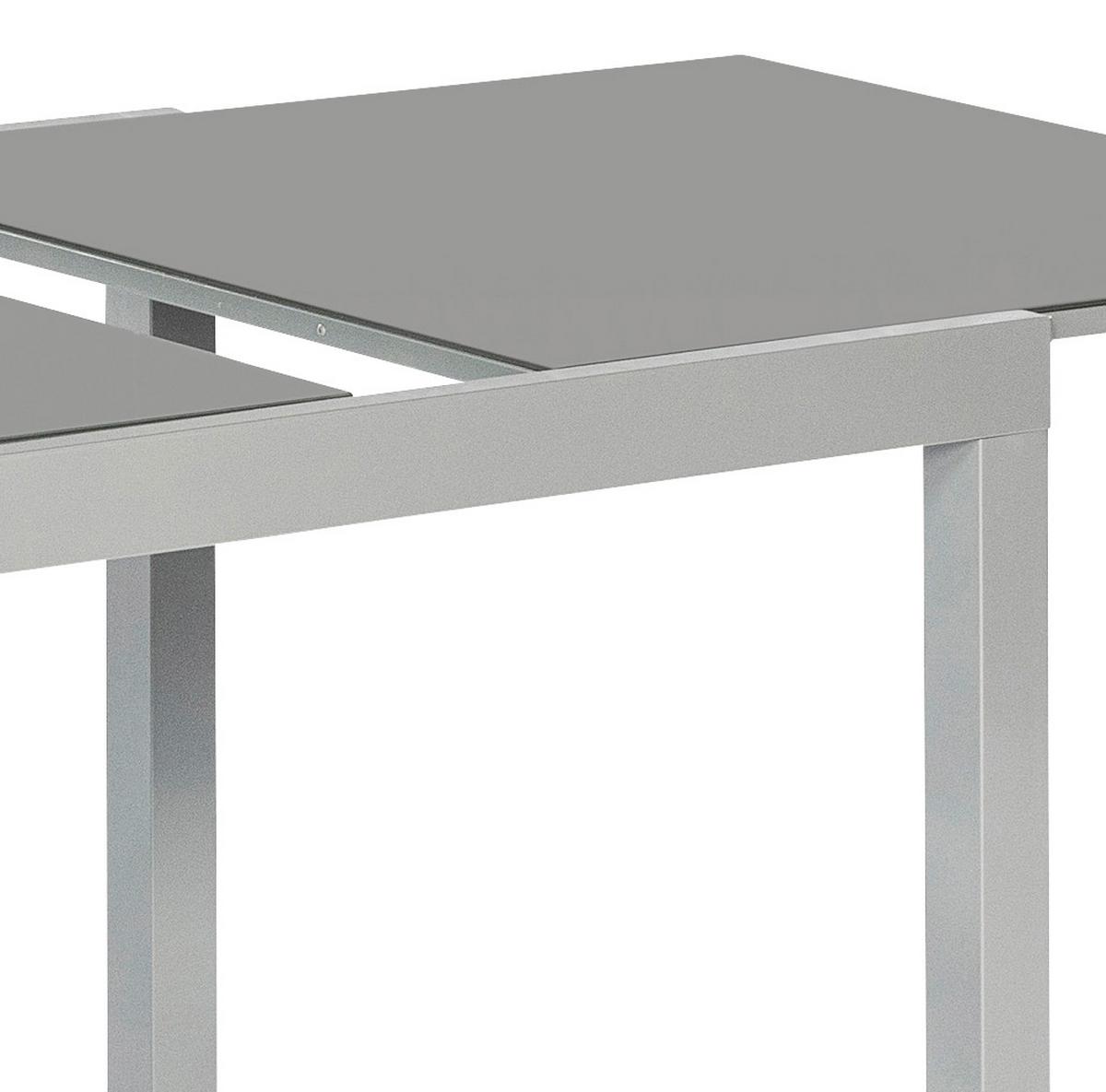 Gartentisch ausziehbar Metall/Glas L: 150 - 220 cm - Silberfarben/Grau, KONVENTIONELL, Glas/Metall (150-220/90/75cm) - Gardenson
