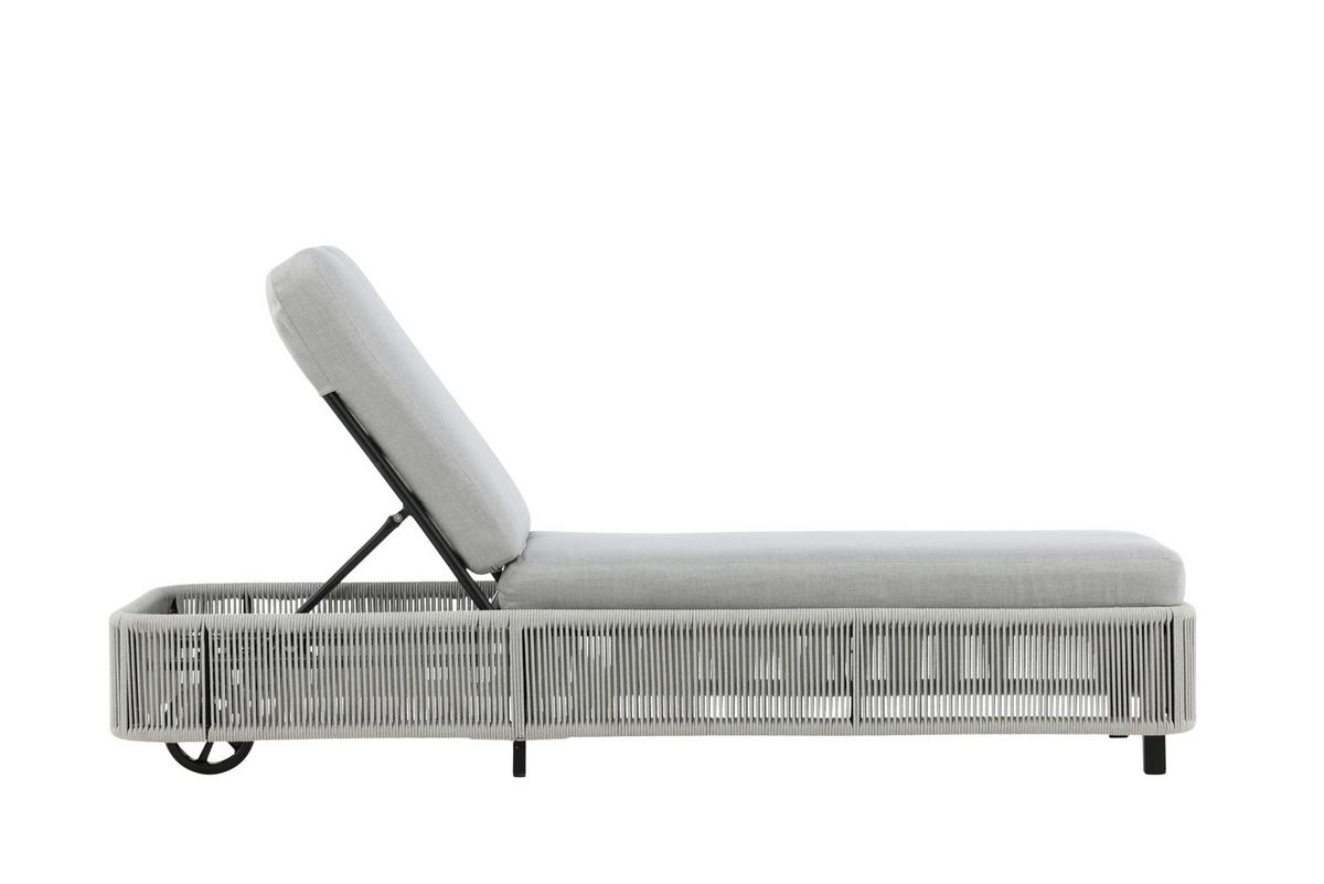 SONNENLIEGE VIRYA - Schwarz/Grau, KONVENTIONELL, Textil/Metall (75/32/205cm) - Gardenson