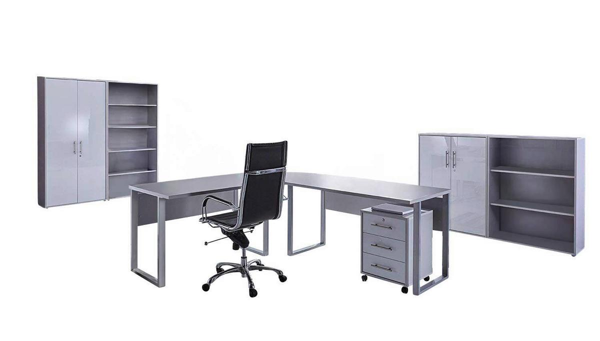 Büro Office Edition Set 1 Grau/Weiß - Weiß Hochglanz/Grau, MODERN - MID.YOU