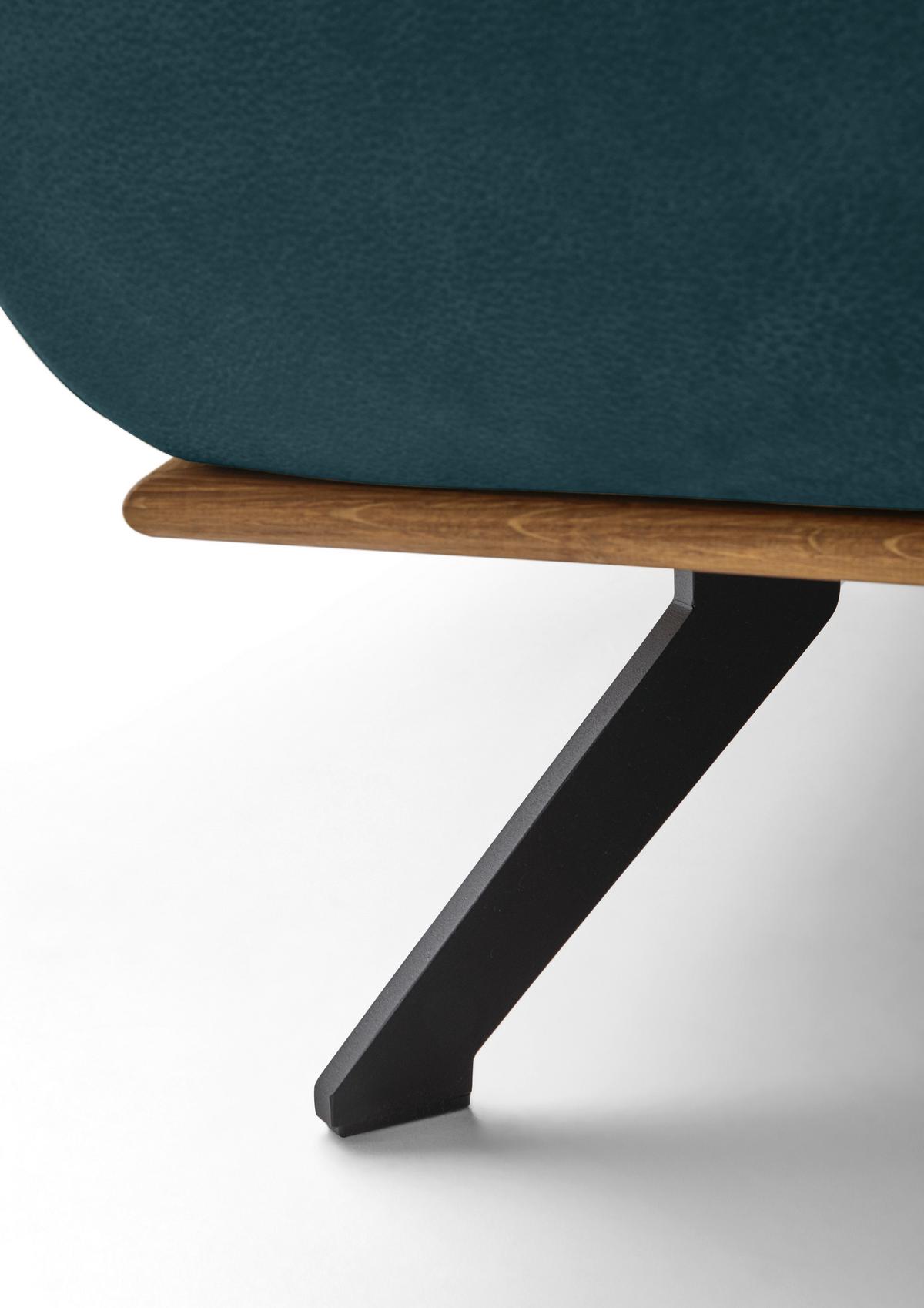 Wohnlandschaft Erling Dunkelblau - Beige/Schwarz, MODERN, Leder/Metall (322/89/187cm) - Premium Living