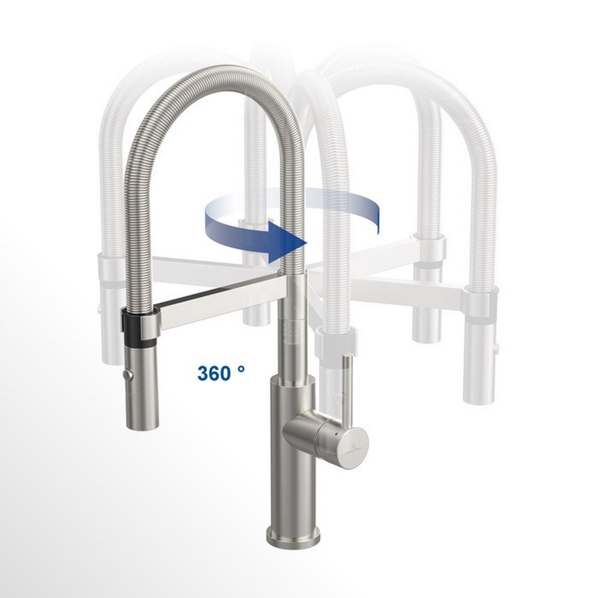 ARMATURA KUCHENNA 927300LC  -TOP- VILLEROY&BOCH - kolor stalowy, Basics, metal (4,2/40/22cm) - Villeroy & Boch
