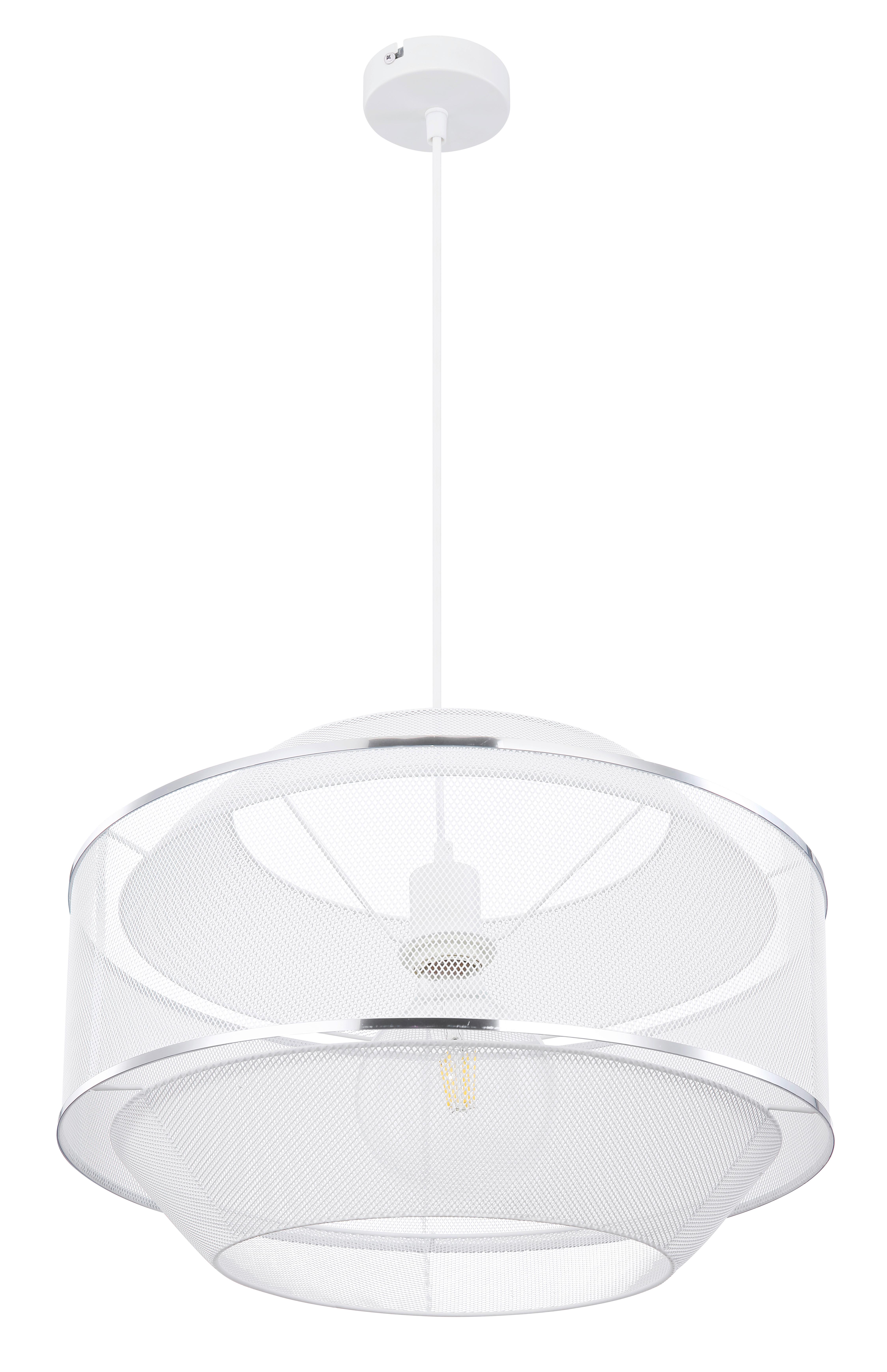 Viseča Svetilka Cruz - barve kroma/bela, Trend, kovina (45/150/28cm) - Globo