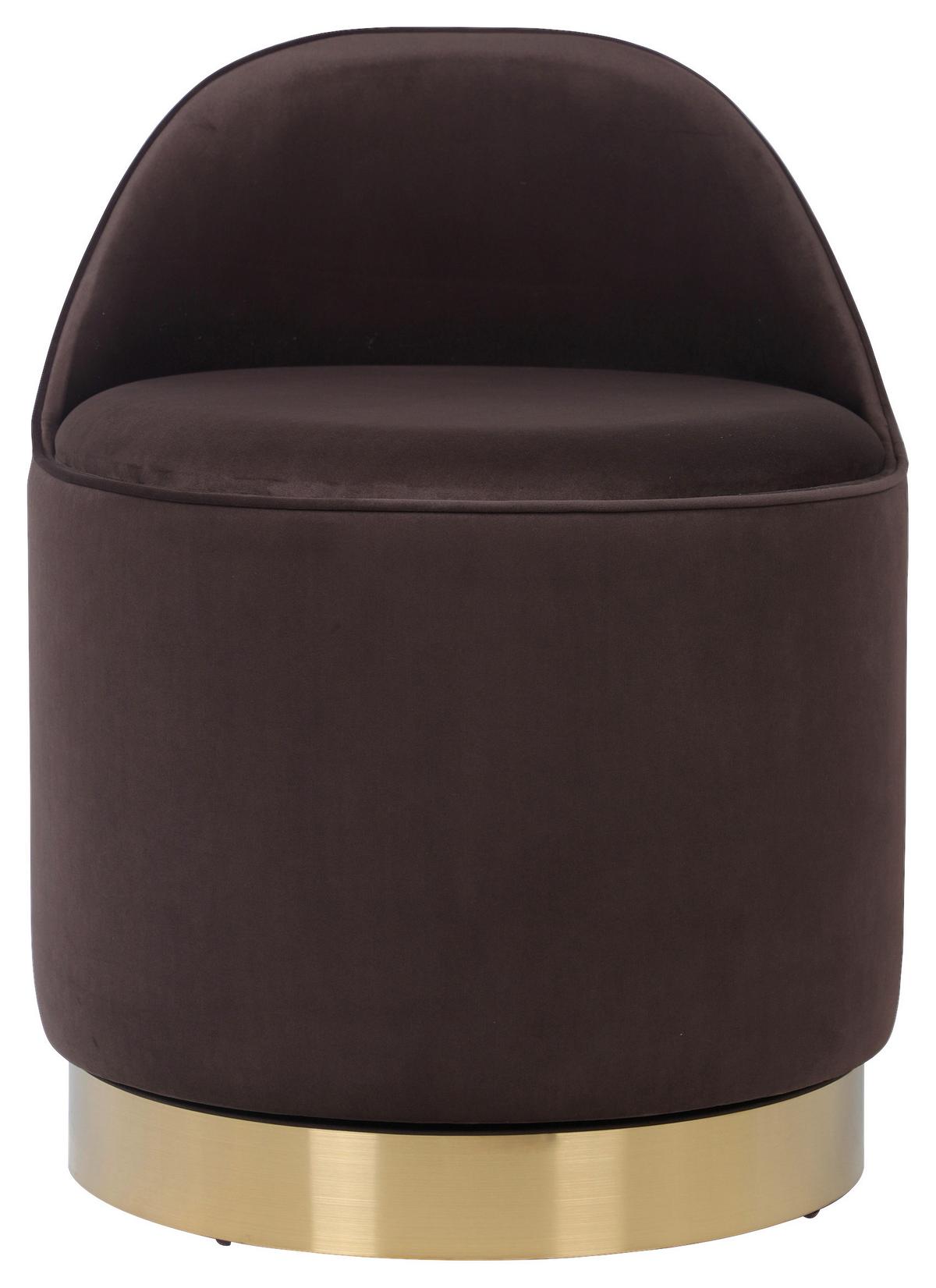 DREHHOCKER VIKTOR 125 - Goldfarben/Braun, Design, Textil/Metall (52/68cm) - Kayoom