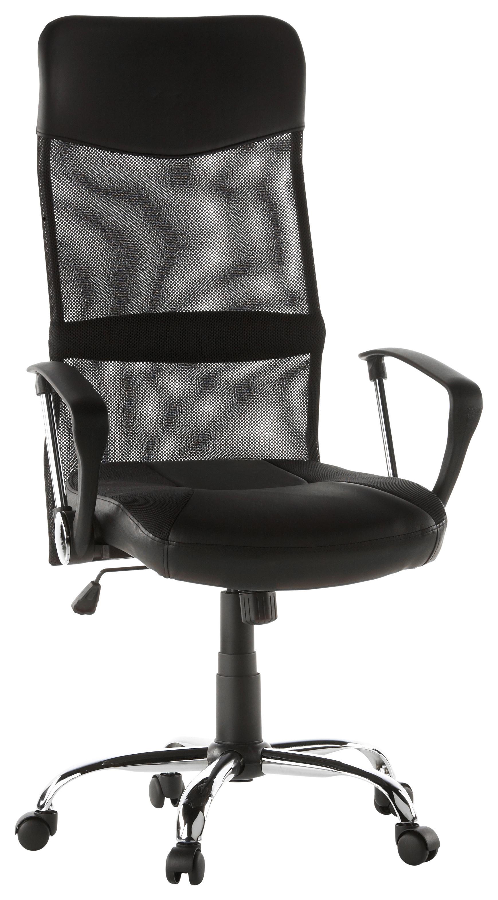 Pisarniški Stol Stryka Netz, Črna - srebrne barve/črna, Basics, kovina/umetna masa (60/122/52cm) - MID.YOU