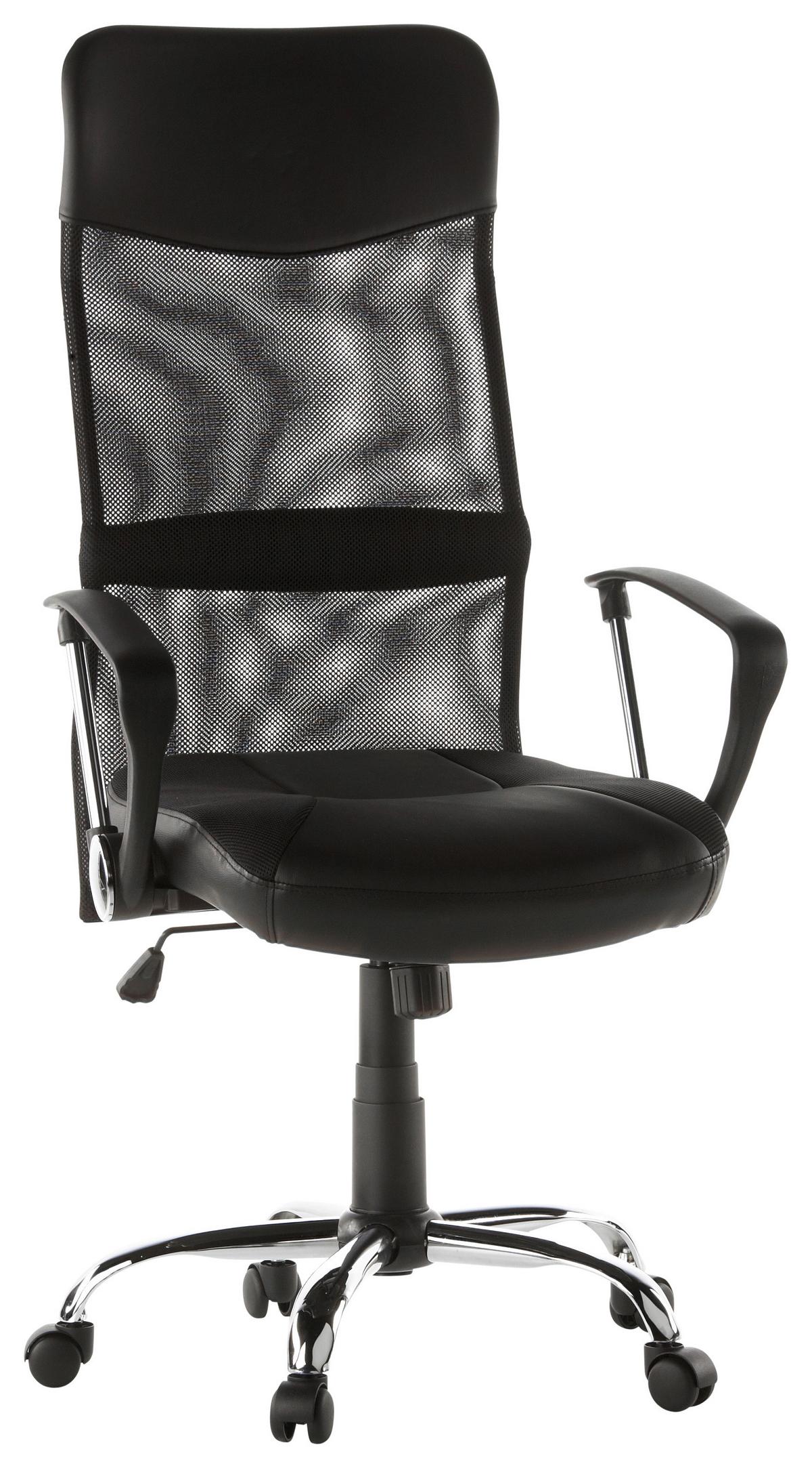 Pisarniški Stol Stryka Netz, Črna - srebrne barve/črna, Basics, kovina/umetna masa (60/122/52cm) - MID.YOU