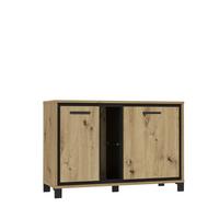 Kommode "Trondheim" , Eiche - Eichefarben/Schwarz, Basics, Glas/Holzwerkstoff (120,4/81,3/41,5cm) - Livetastic