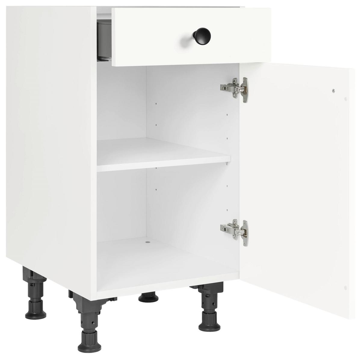 Schubkastenunterschrank Cascada Weiß - Schwarz/Weiß, MODERN, Holzwerkstoff/Metall (45/87/56cm) - Nobilia