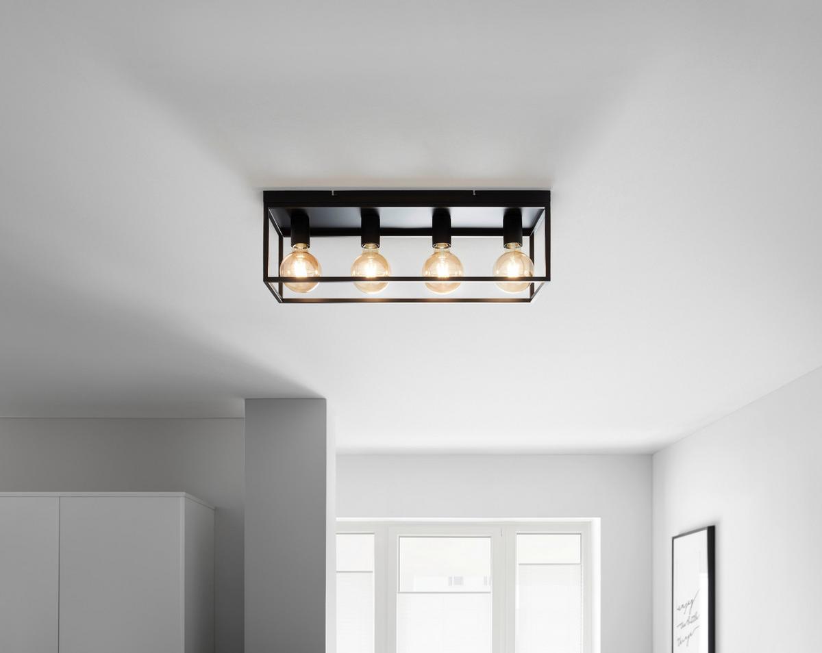 Deckenleuchte Qaudri max. 40 Watt - Schwarz, Konventionell, Metall (61/18/20cm) - Modern Living