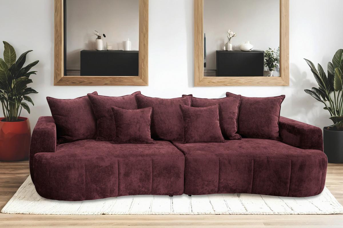Mega Sofa Berg - bordo/crna, Trend, tekstil/plastika (292/71-99/127cm) - Modern Living