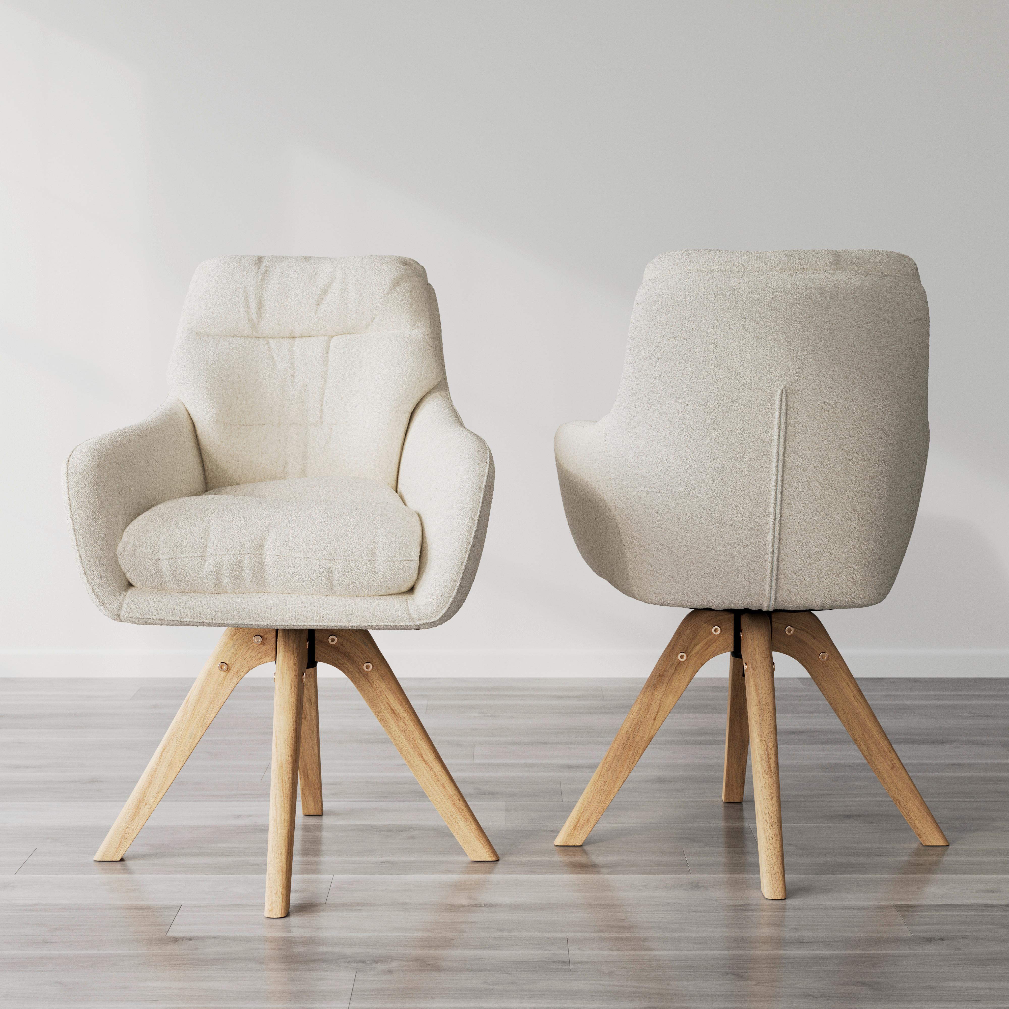 STOL MED ARMSTÖD JUANA - cremefärgad/naturfärgad, Modern, trä/textil (61/93/65cm) - Bessagi Home