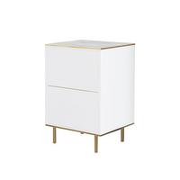 NACHTTISCH IMAJ NACHTTISCH - Weiss/Goldfarben, Design, Holzwerkstoff/Metall (40/60/35cm) - Livetastic